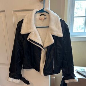 Vintage Havana Black and White Faux Leather Jacket